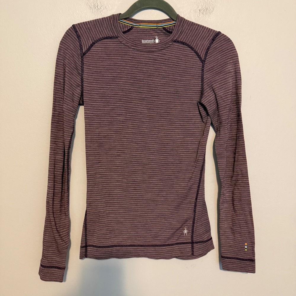 Smartwool Small 100% Merino Wool Striped Long Sleeve Base Layer Crew top casual